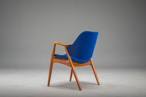 Image 1 of Fauteuil in blauw en teak van Alf Svensson voor Dux, 1960