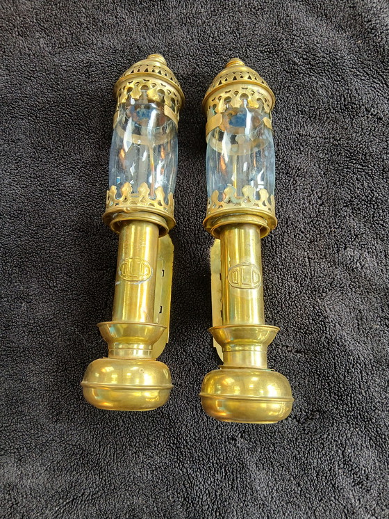 Image 1 of Luci da parete per vagoni ferroviari in ottone antico DLC