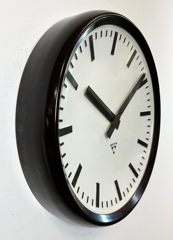 Image 1 of Large Industrial Bakelite Factory Wall Clock from Pragotron, 1960s
