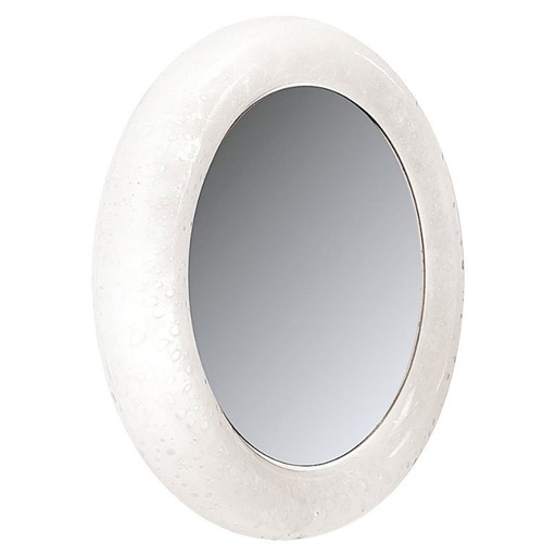 Vintage illuminated mirror in bubble-effect glass from Limburg – 1970s