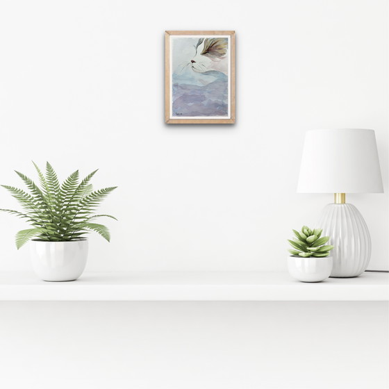 Image 1 of Signed watercolor cat