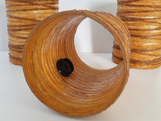 Image 1 of SET OF 3 VINTAGE WALL LIGHTS 1960s ACCOLAY ROPE & RESIN 60S 1960s