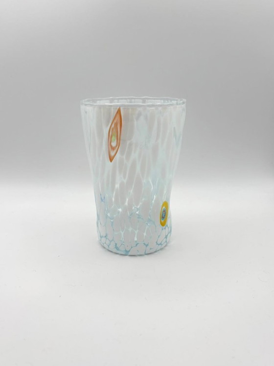 Image 1 of Set di 6 bicchieri in vetro soffiato veneziano con murrine Effetre Murano fuse nel vetro, diametro 9 cm, altezza 12,5 cm, hand m