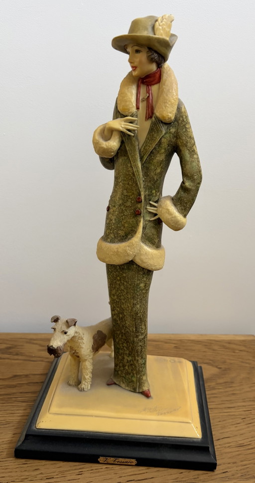 Vittorio Tessaro (ADL Italia) – Scultura Art Déco 'Elegante signora con cane' – beeldhouwkunst, Other