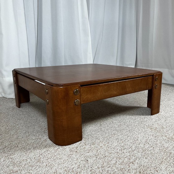 Tavolino da caffè quadrato modernista in impiallacciatura di faggio tinto teak, 1970/80 – Tavolini da caffè (photo 12 of 15)