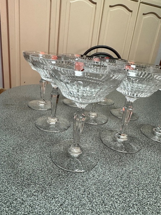 9x Val Saint Lambert kristallen champagnecoupes – Service Mery (Art Deco) – Glazen & Karaffen, Crystal (photo 3 of 7)