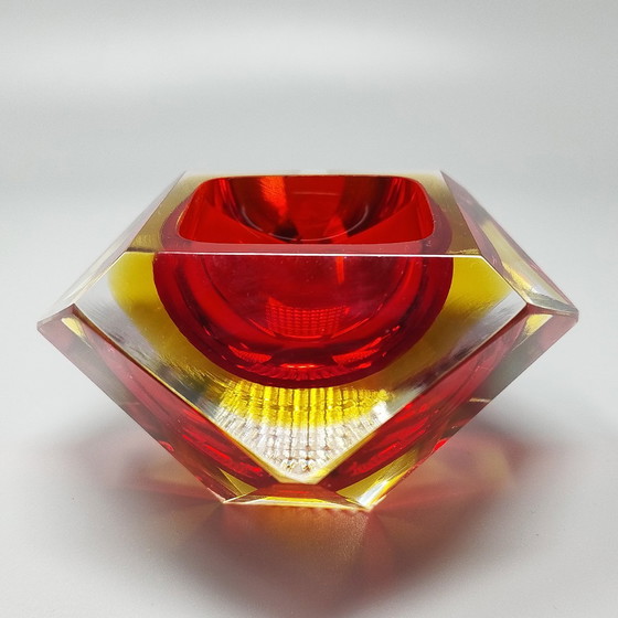 Image 1 of 1960s Gorgeous Red and Yellow Ashtray or Catchall by Flavio Poli for Seguso. Made in Italy