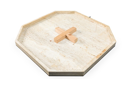 Image 1 of Pair of Willy Rizzo for Jean Charles Mid-Century Italian Modern Travertine Low Octagonal Tables