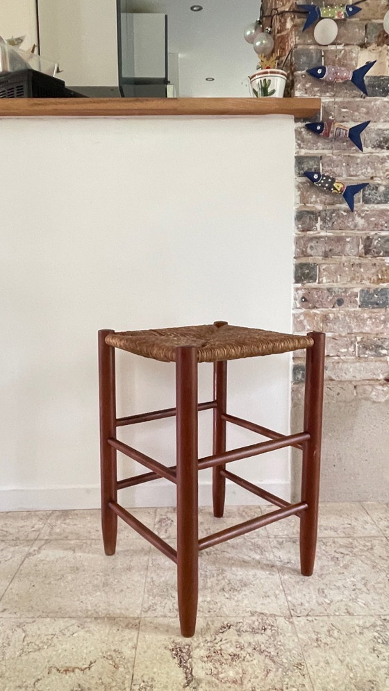 Image 1 of Vintage Geometric Straw Stool