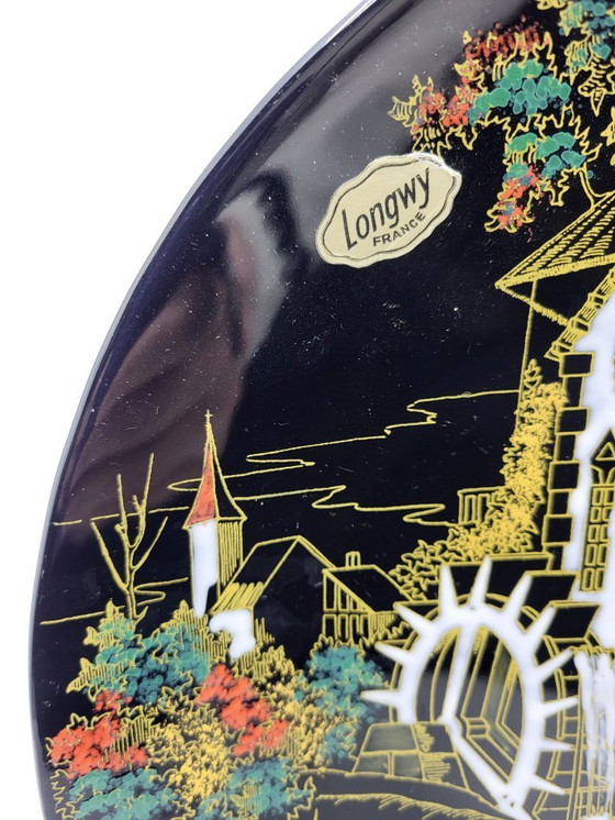 Image 1 of Dekorativer Teller, Longwy Emaille, Frankreich, 1950