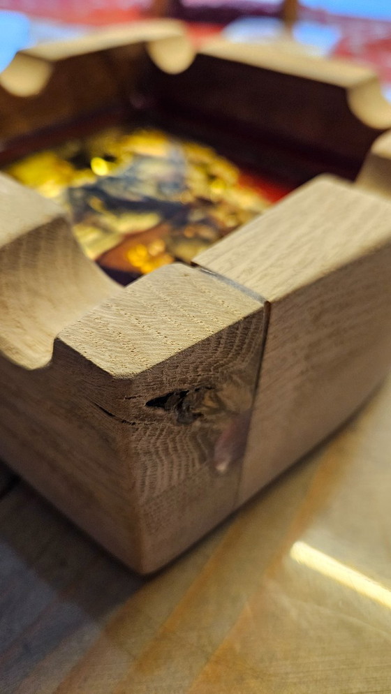 Image 1 of Exclusive Artequi "Ferrari Tribute" Ashtray – Handcrafted from Thin Oak & Epoxy – 1947 Heritage Edition