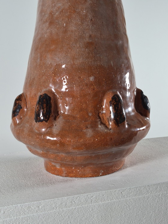 Large naive vintage ceramic vase by a blind artist (photo 5 of 14)