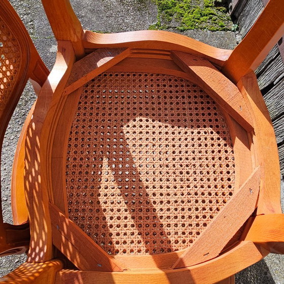 Image 1 of 4 chaises de salle à manger vintage françaises en rotin - chaises de style cottage - style Louis XV - années 80