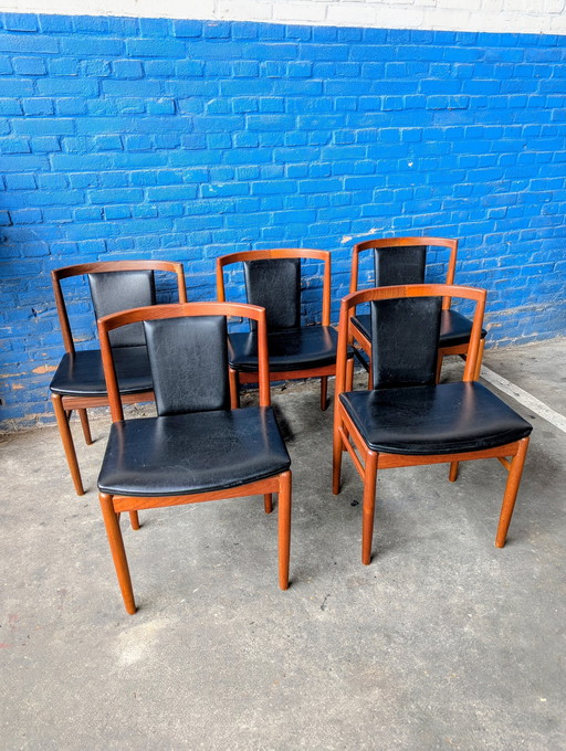 5x Deense vintage teak eetstoelen- Findahls møbelfabrik
