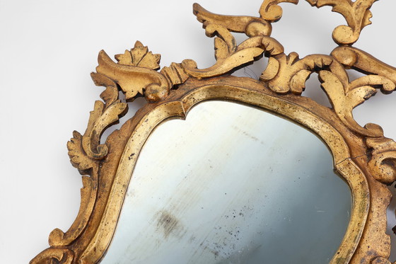 Image 1 of Paire de deux miroirs en bois doré de style rococo vénitien, vers 1850 Italie
