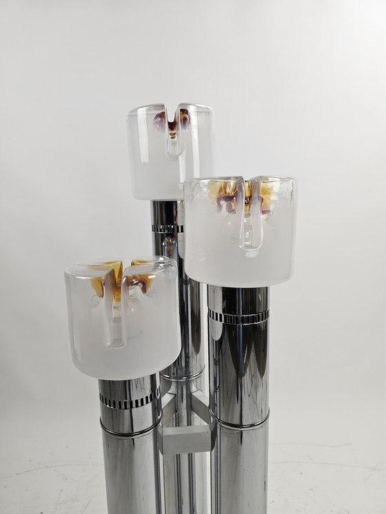 Image 1 of Lampada da terra italiana cromata e vetro