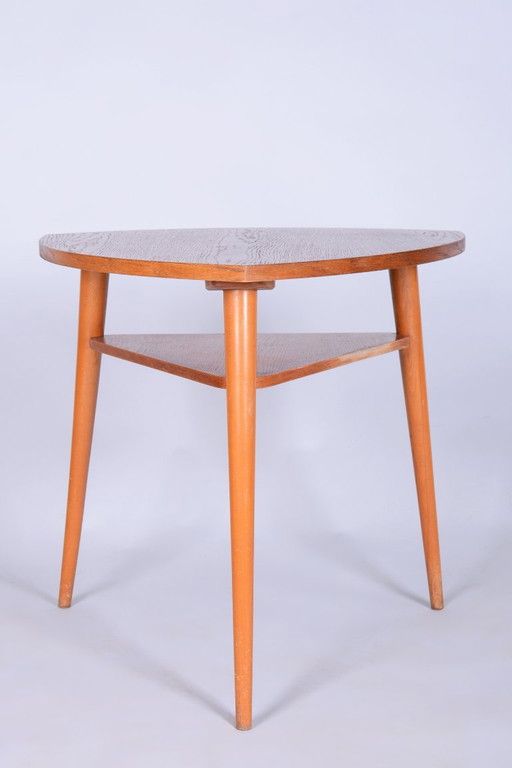 Restored Mid-Century Small Wooden Table, by Český Nábytek-NP Jičín, Czech, 1950s – bijzettafels