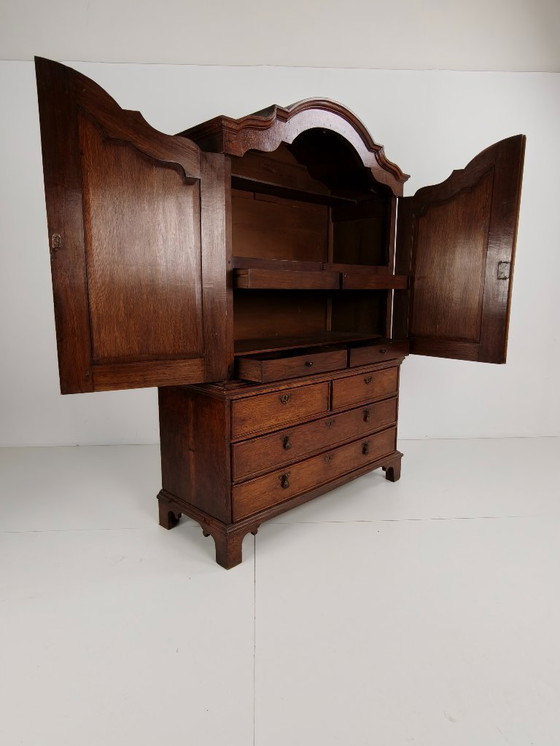 Image 1 of Dutch 18th Century Oak Cabinet – “Diaper Cabinet”