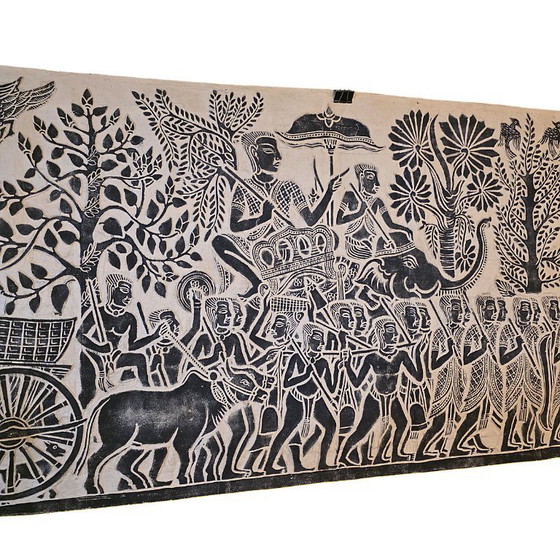 Image 1 of Antigua impresión de frotamiento del templo de Angkor Wat, mediados del siglo XX