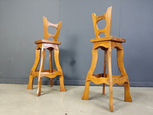 Vintage brutalist bar stool sset of 4 - 1960s 