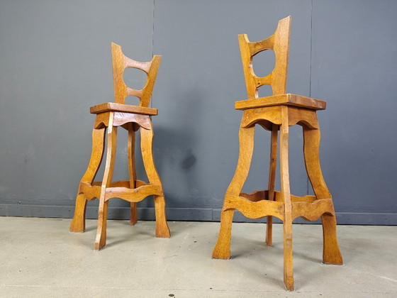 Image 1 of Vintage brutalist bar stool sset of 4 - 1960s 