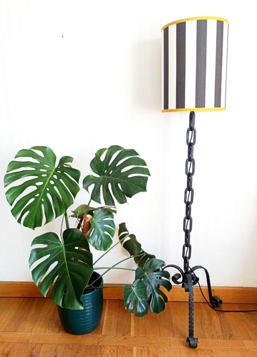 Brutalist wrought-iron floor lamp, Franz West style