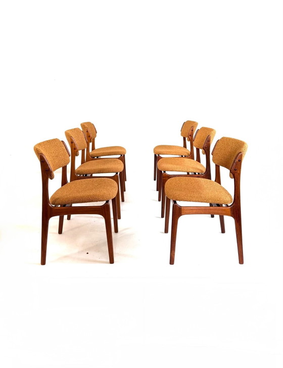 6x restored Dining chairs, Erik Buch ‘60 – Wood, Textile (photo 7 of 15)