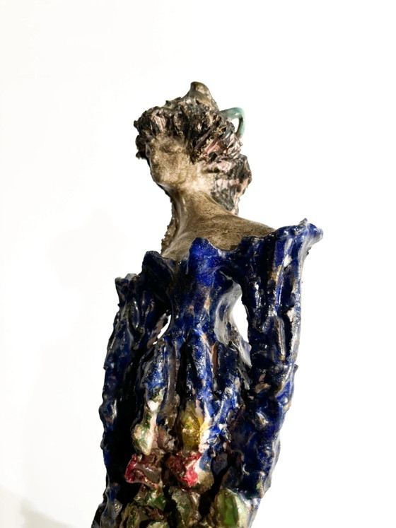 1930s French-Inspired Glazed Terracotta Lady Sculpture (photo 4 of 14)