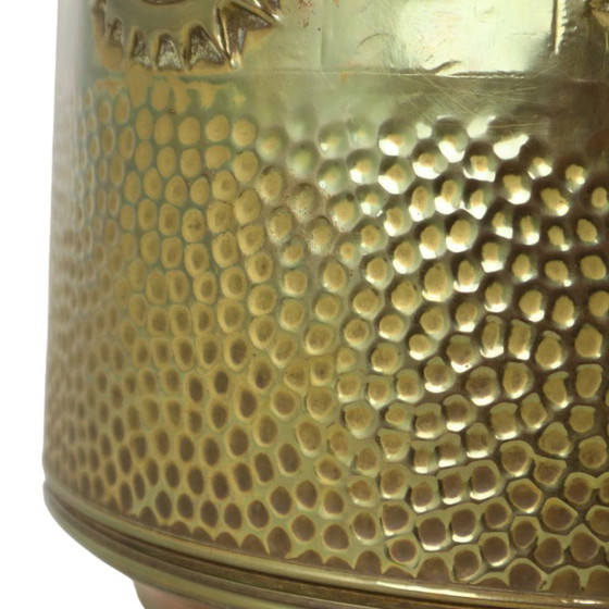Grote Messing Plantenbak Jardinière Brandhout Repoussé – Brass (photo 14 of 15)