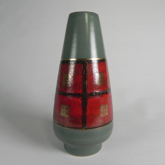 Germany Small Vase in Red and Green Ceramic, 1960s (photo 4 of 13)