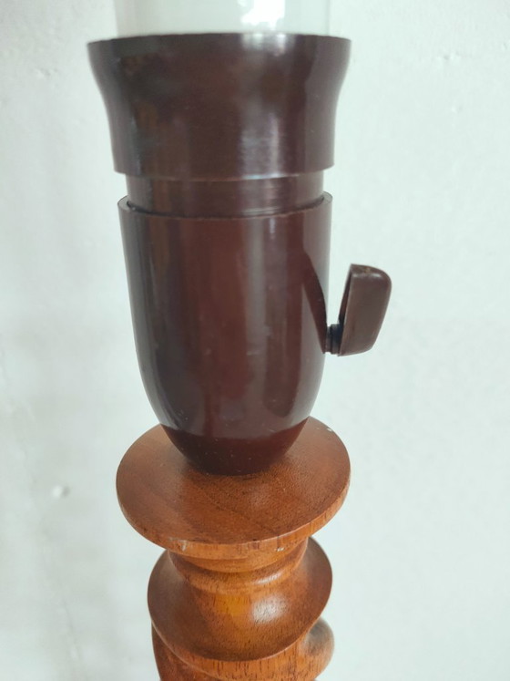 Image 1 of Vintage wooden Scandinavian sculpture table lamp