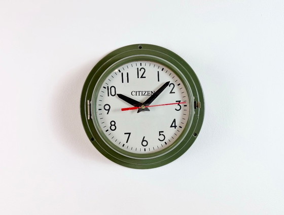 Image 1 of Vintage Green Citizen Ships Wall Clock, 1980s
