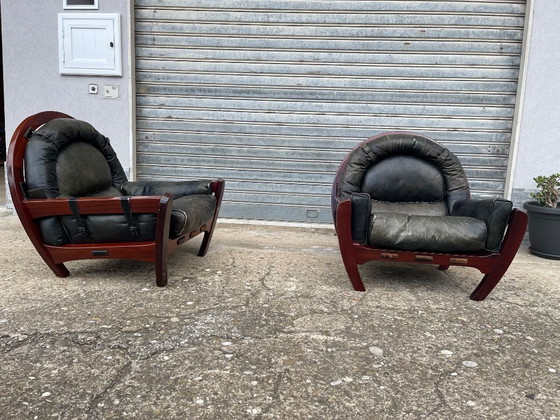 Image 1 of 1960’s Italian Modern pair of armchairs from Luciano Frigerio
