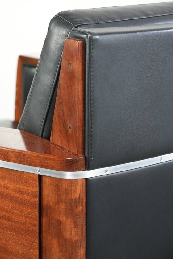 Image 1 of Fauteuil Schuitema modèle Frank, de la série Decoforma, en cuir de vachette noir de style Art déco.