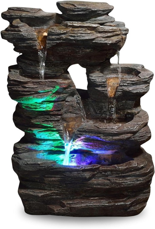 Zen’Light - Fontaine d’Intérieur Nature Pietra - Décor Zen Naturel en Résine Imitation Roche, Idéal Méditation & Détente - Casca