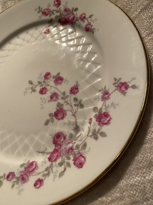 Retro vintage PorzellanTeller Goldrand Blumendekor 