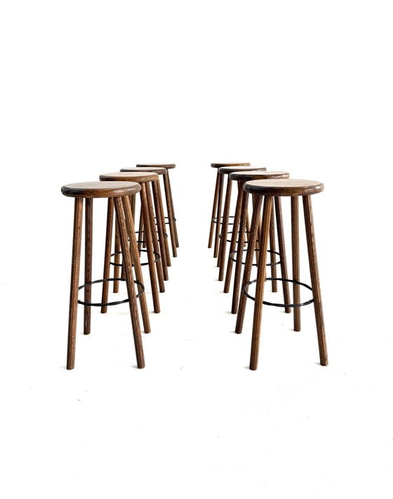 8x Brutalist Bar Stool ‘80s – Barstools, Cast Iron, Wood (photo 12 of 14)