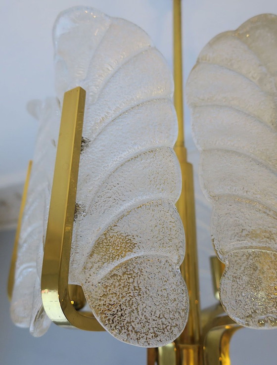 Image 1 of Acanthus Leaf Chandelier in Brass and Glass by Carl Fagerlund for Orrefors, 1960s