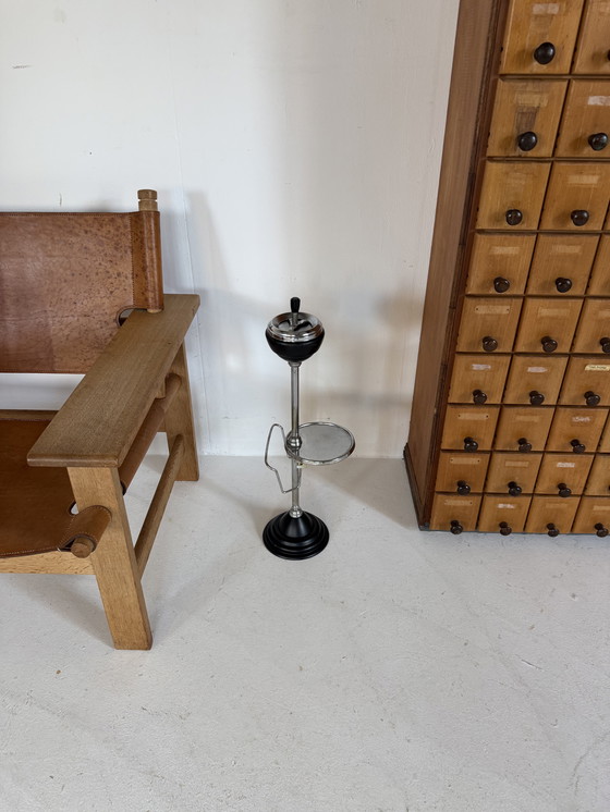 Image 1 of Vintage standing ashtray with table and magazine rack '50