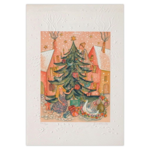 Françoise Deberdt signierte Lithographie Le Sapin De Noël 1985 – lithos zeefdrukken, Paper (photo 2 of 5)