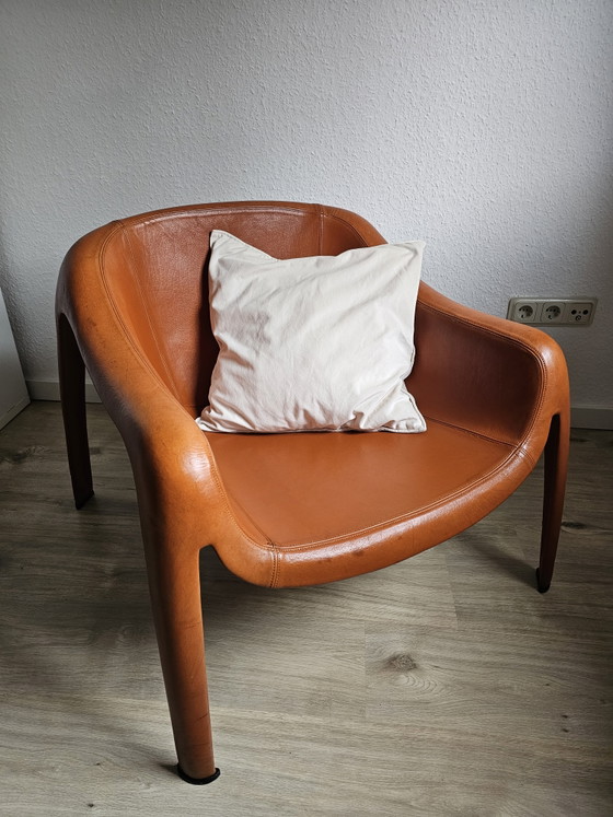 Uiterst zeldzaam: Sergio Mazza Space Age Fiberglass Lounge Chair – Volledig lederen uitvoering (jaren 60/70) (photo 11 of 15)