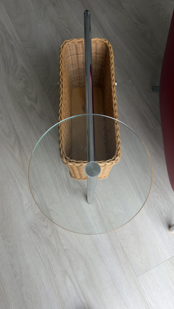 Tavolino e portariviste "Potto" disegnati da Andrea Branzi per Zanotta. – Tavolini, Glass, Rattan (photo 6 of 7)