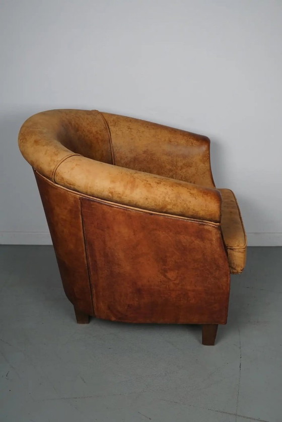 Image 1 of Vintage Nederlandse cognackleurige leren clubfauteuil