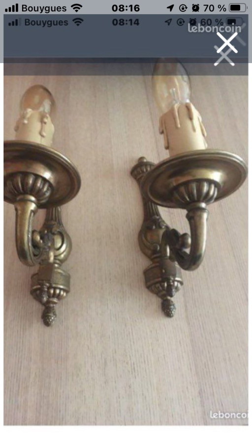 Pair of genuine bronze wall sconces
