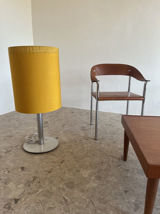 2x Originele "Italiaans Modernisme jaren 70" fauteuil, verchroomd buisvormig staal, leer!