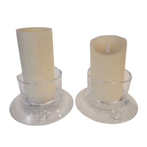 Pair of crystal candlesticks, Sempre, 2000's - Belgium