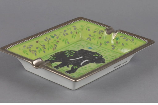 Original Hermès ashtray vintage green with elephant