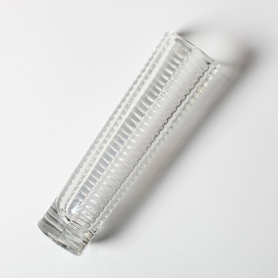 Image 1 of Mid-century Stylish Clear Pressed Glass Vintage Vase by Miloš Filip / Nemšová / Czech Republic / 1962