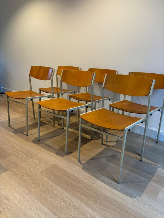 Image 1 of 6x Gijs van der Sluis chairs. dining room, waiting room, terrace