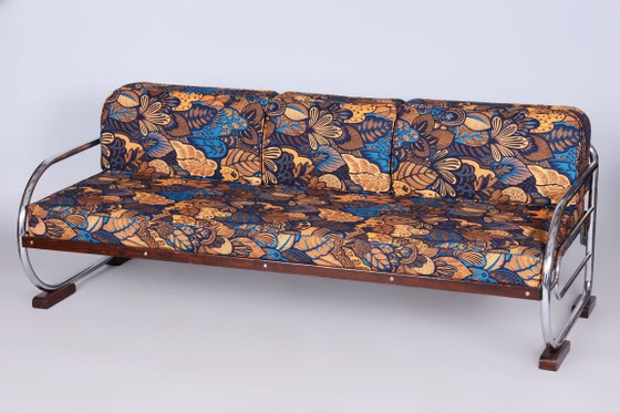 Sofá Bauhaus restaurado, de Robert Slezak, madera de haya, República Checa, década de 1930. – Metal, Textile (photo 13 of 23)